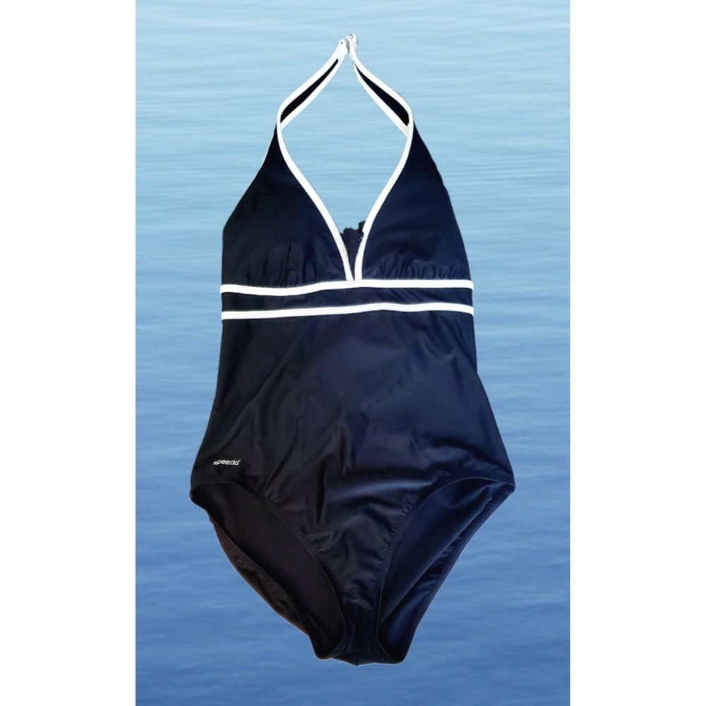 Speedo Swimsuit black sz 16 (XL) black white logo